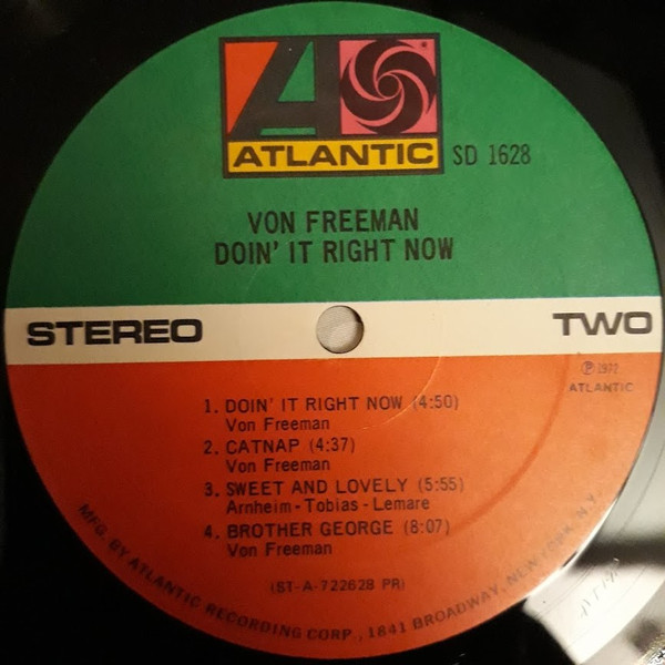 Von Freeman - Doin' It Right Now (LP, Album, PR) (Very Good Plus (VG+)) - Image 4