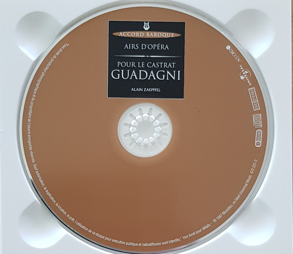 Alain Zaepffel, Georg Friedrich Händel, Christoph Willibald Gluck, Niccolò Piccinni, Johann Adolf Hasse, Tommaso Traetta - Airs D'opéra Pour Le Castrat Guadagni (CD, RE) (Near Mint (NM or M-)) - Image 3