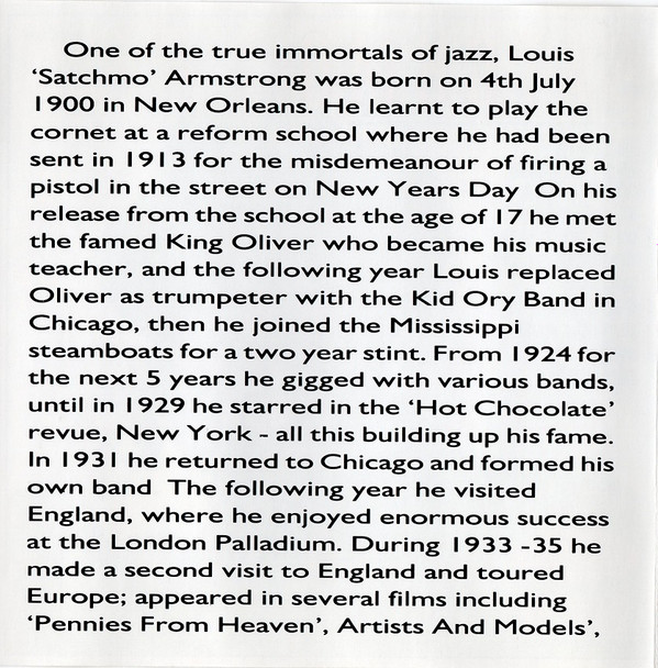Louis Armstrong - Satchmo (CD, Comp) (Very Good Plus (VG+)) - Image 2