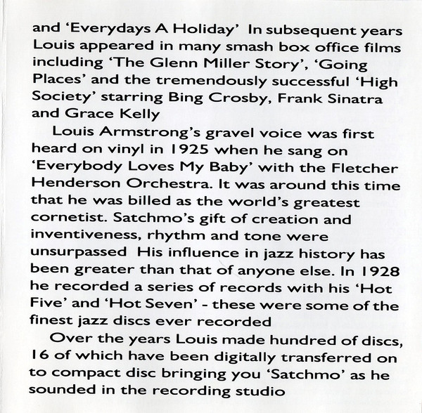 Louis Armstrong - Satchmo (CD, Comp) (Very Good Plus (VG+)) - Image 3