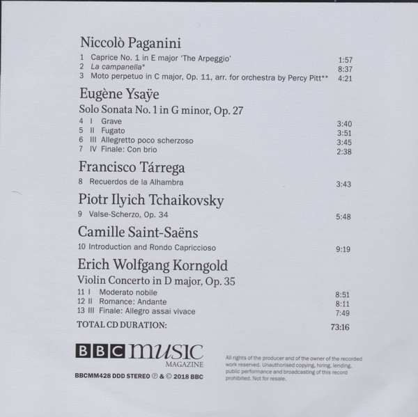 Jack Liebeck - The Virtuoso Violin: Paganini, Saint-Saëns, Ysaÿe And More (CD, Comp) (Near Mint (NM or M-)) - Image 2