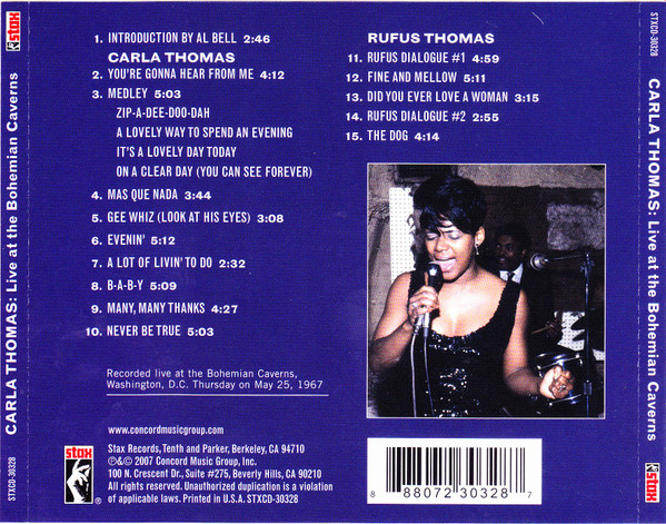 Carla Thomas - Live At The Bohemian Caverns (CD, Album) (Near Mint (NM or M-)) - Image 2