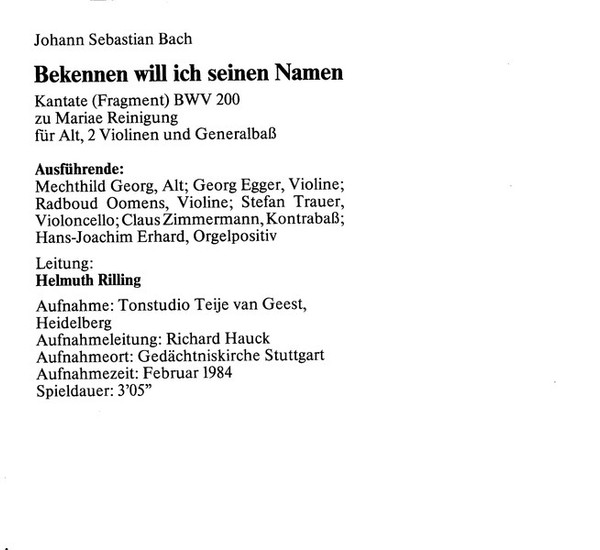 Johann Sebastian Bach, Bach-Ensemble, Helmuth Rilling - Die Bach Kantate Vol. 7 BWV 11, BWV 100, BWV 200 (CD, Album, RE) (Near Mint (NM or M-)) - Image 5