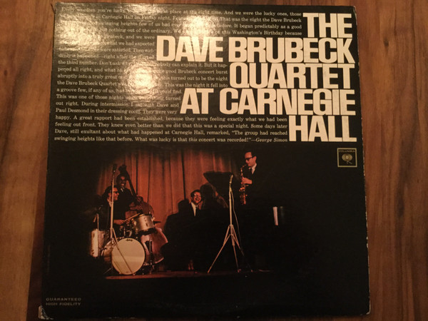 The Dave Brubeck Quartet - At Carnegie Hall (2xLP, Album, Mono) (Good (G))