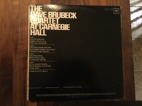 The Dave Brubeck Quartet - At Carnegie Hall (2xLP, Album, Mono) (Good (G)) - Image 3