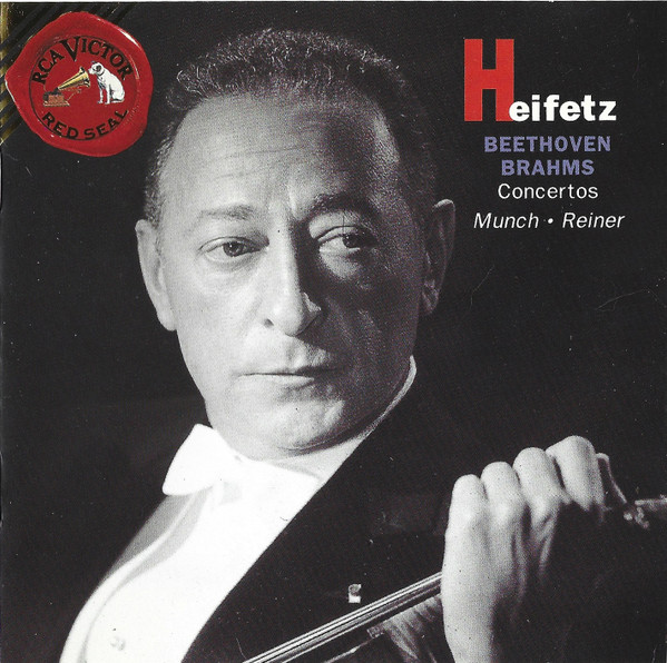 Jascha Heifetz, Ludwig van Beethoven / Johannes Brahms, Charles Munch / Fritz Reiner - Concertos (CD, Album, Comp, RE) (Near Mint (NM or M-))