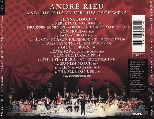 André Rieu, Johann Strauß Orchestra - 100 Years Of Strauss (CD, Album) (Mint (M)) - Image 2