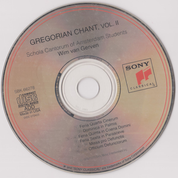 Wim van Gerven - Gregorian Chant, Vol. II (CD) (Mint (M)) - Image 3