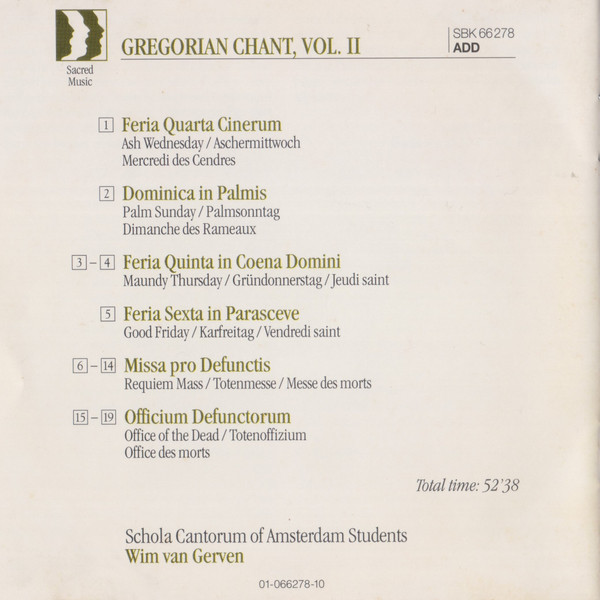 Wim van Gerven - Gregorian Chant, Vol. II (CD) (Mint (M)) - Image 5