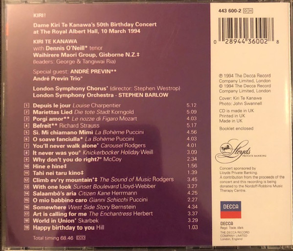 Kiri Te Kanawa - Kiri! A 50th Birthday Celebration Of Her Greatest Hits Live (CD, Comp) (Near Mint (NM or M-)) - Image 2