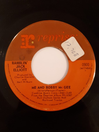 Ramblin' Jack Elliott - Me And Bobby McGee / Girl Of The North Country (7", Single) (Very Good Plus (VG+))