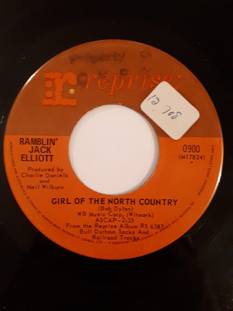 Ramblin' Jack Elliott - Me And Bobby McGee / Girl Of The North Country (7", Single) (Very Good Plus (VG+)) - Image 2