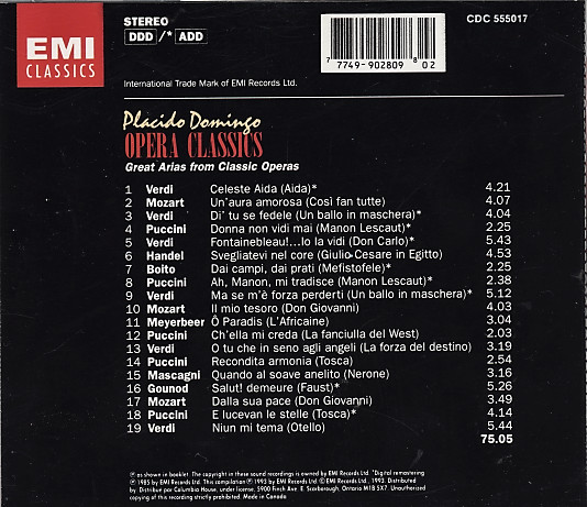 Placido Domingo - Opera Classics (Great Arias From Classic Operas) (CD, Comp, Club) (Near Mint (NM or M-)) - Image 2