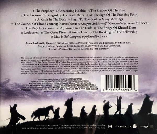 Howard Shore - The Lord Of The Rings: The Fellowship Of The Ring (Original Motion Picture Soundtrack) (CD, Album, Enh) (Mint (M)) - Image 2