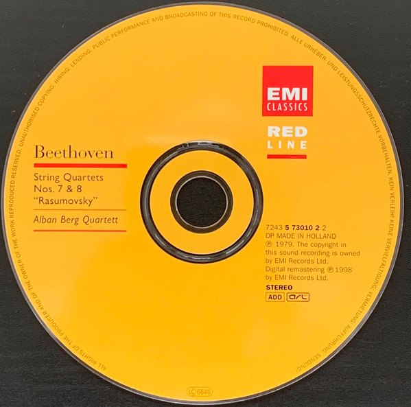 Ludwig van Beethoven - Alban Berg Quartett - String Quartets Nos. 7 & 8 "Rasumovsky" (CD, Album, RM) (Mint (M)) - Image 2