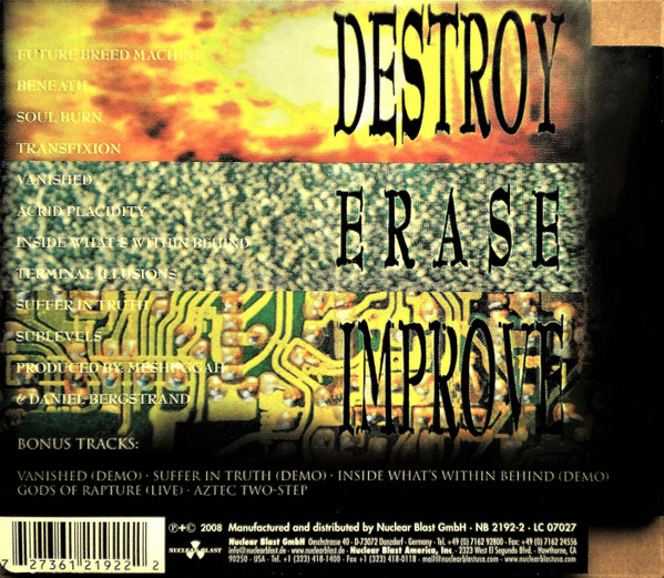 Meshuggah - Destroy Erase Improve (CD, Album, RE, Sup) (Near Mint (NM or M-)) - Image 2