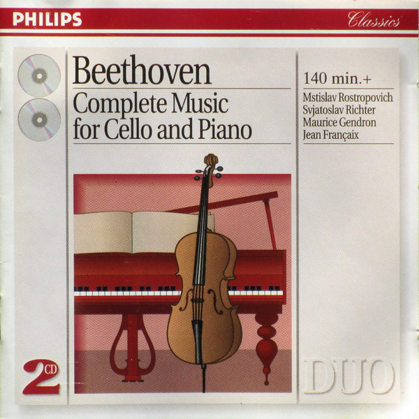 Ludwig van Beethoven - Mstislav Rostropovich, Sviatoslav Richter, Maurice Gendron, Jean Françaix - Complete Music For Cello And Piano (2xCD, Comp, RM) (Near Mint (NM or M-))