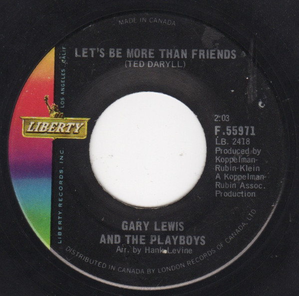 Gary Lewis & The Playboys - Girls In Love (7", Single) (Near Mint (NM or M-)) - Image 2