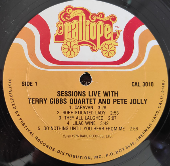 Terry Gibbs, Pete Jolly And Red Norvo - Sessions, Live (LP) (Near Mint (NM or M-)) - Image 3