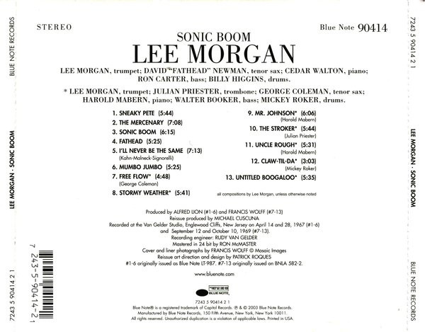 Lee Morgan - Sonic Boom (CD, Album, Ltd, RE) (Near Mint (NM or M-)) - Image 2