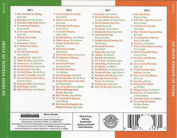 Various - When Irish Eyes Are Smling - Irish Parade Of Stars Eyes Smiling (4xCD, Comp) (Near Mint (NM or M-)) - Image 2