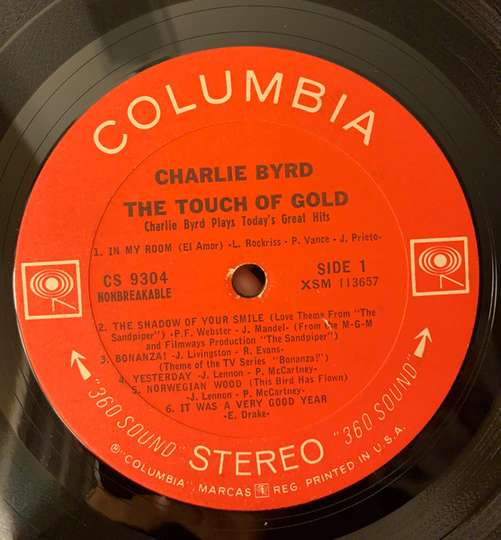 Charlie Byrd - The Touch Of Gold (Charlie Byrd Plays Today’s Great Hits) (LP, Album, San) (Very Good (VG)) - Image 3