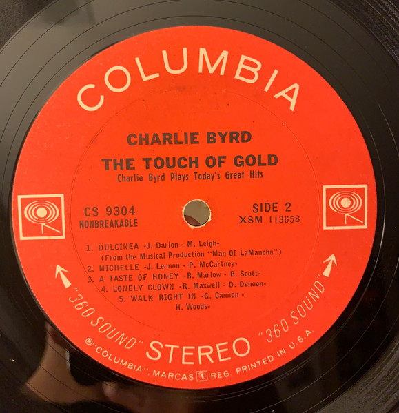 Charlie Byrd - The Touch Of Gold (Charlie Byrd Plays Today’s Great Hits) (LP, Album, San) (Very Good (VG)) - Image 4