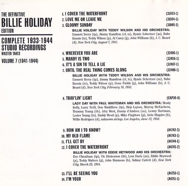 Billie Holiday - Complete 1933-1944 / Masters / Vol. 7 1941-1944 (CD, Album, Comp) (Near Mint (NM or M-)) - Image 5