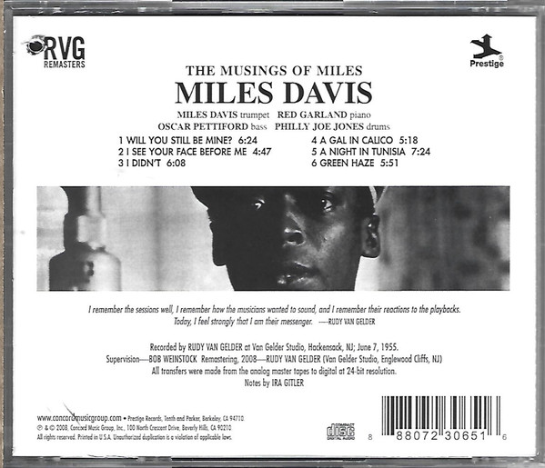 Miles Davis - The Musings Of Miles (CD, Album, RE, RM) (Near Mint (NM or M-)) - Image 2
