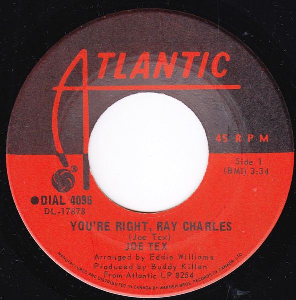 Joe Tex - You're Right, Ray Charles / Everything Happens On Time (7", Single) (Near Mint (NM or M-))