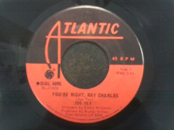 Joe Tex - You're Right, Ray Charles / Everything Happens On Time (7", Single) (Near Mint (NM or M-)) - Image 3