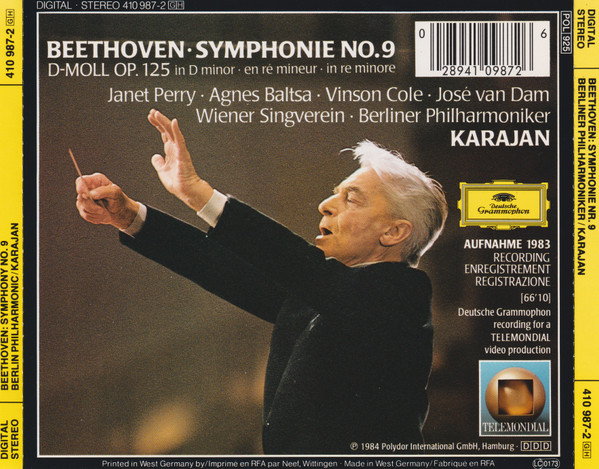Ludwig Van Beethoven - Herbert Von Karajan - Berliner Philharmoniker - Symphonie No. 9 (CD, Album, RP, PDO) (Near Mint (NM or M-)) - Image 2