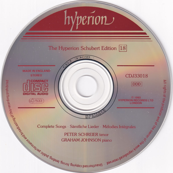 Franz Schubert, Peter Schreier, Graham Johnson (2) - Schubert & The Strophic Song (CD) (Near Mint (NM or M-)) - Image 3