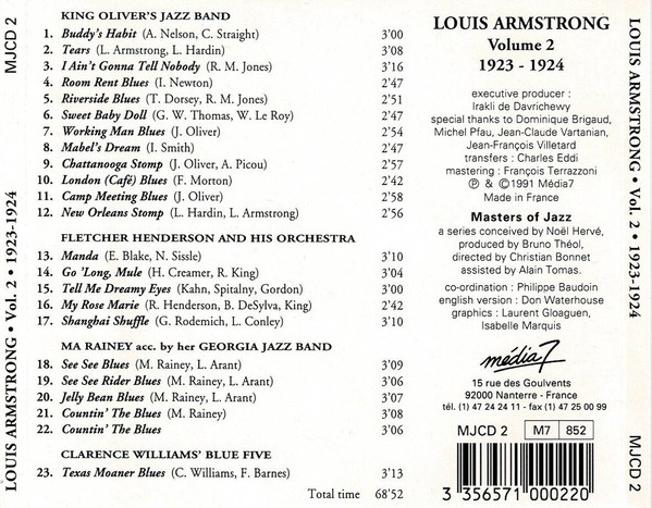 Louis Armstrong - Volume 2 - 1923-1924 - Complete Edition (CD, Comp) (Mint (M)) - Image 2