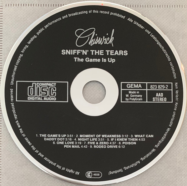 Sniff 'n' the Tears - The Game's Up (CD, Album, RE) (Near Mint (NM or M-)) - Image 3