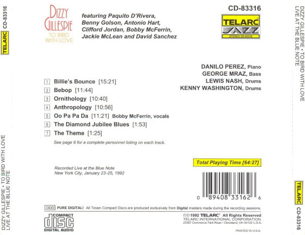 Dizzy Gillespie - To Bird With Love (CD, Album) (Near Mint (NM or M-)) - Image 2