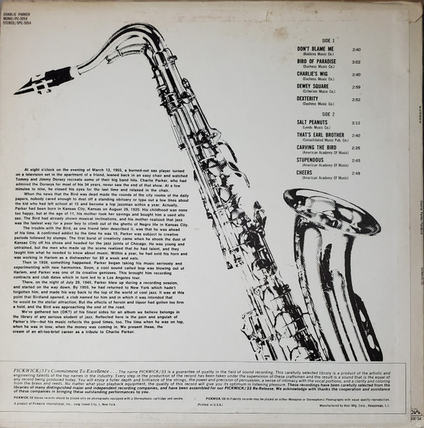 Charlie Parker - Yardbird (LP, Comp) (Very Good Plus (VG+)) - Image 2