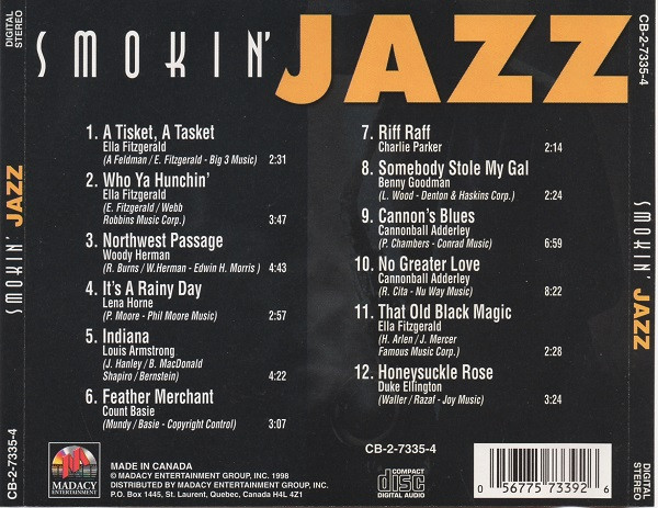 Various - Smokin' Jazz (CD, Comp) (Mint (M)) - Image 2