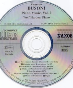 Alternative view of Ferruccio Busoni, Wolf Harden - Piano Music Vol. 2 (Variations And Fugue On Chopin's Prelude In C Minor / Transcription Of J. S. Bach's Chaconne For Solo Violin) (CD, Album) (Mint (M))