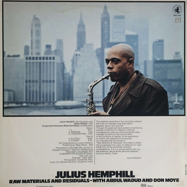 Julius Hemphill With Abdul Wadud And Don Moye* - Raw Materials And Residuals (LP, Album, RE) (Very Good Plus (VG+)) - Image 2