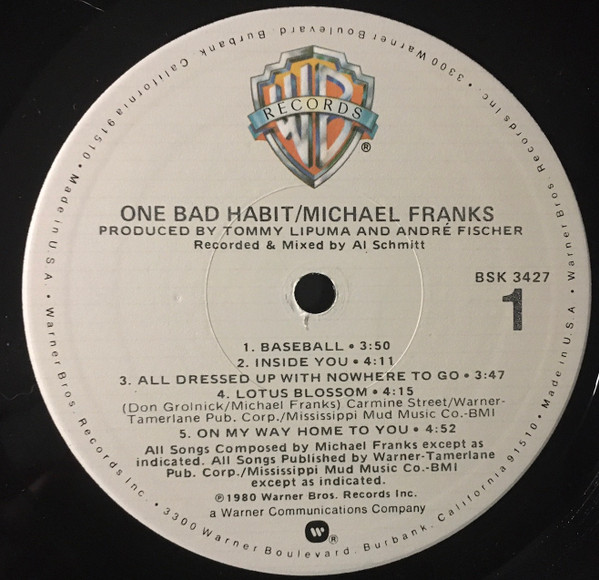 Michael Franks - One Bad Habit (LP, Album, Jac) (Near Mint (NM or M-)) - Image 3