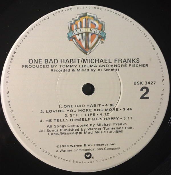 Michael Franks - One Bad Habit (LP, Album, Jac) (Near Mint (NM or M-)) - Image 4