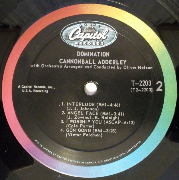 Cannonball Adderley - Domination (LP, Album, Mono) (Very Good Plus (VG+)) - Image 4