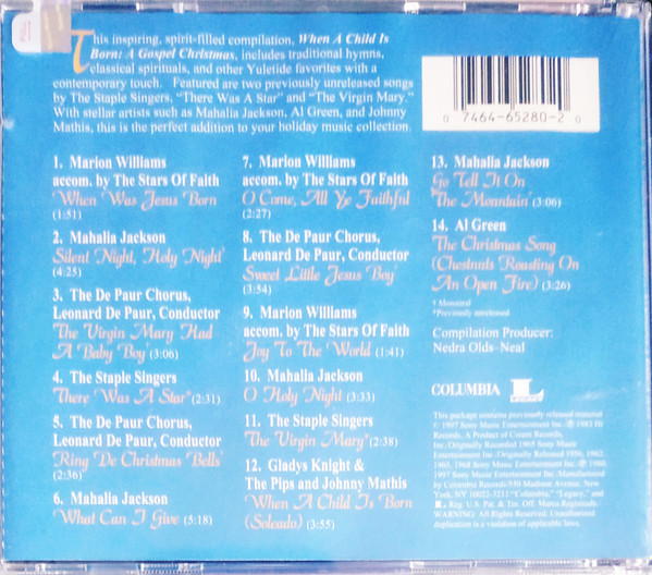 Various - When A Child Is Born (A Gospel Christmas) (CD, Comp) (Mint (M)) - Image 2