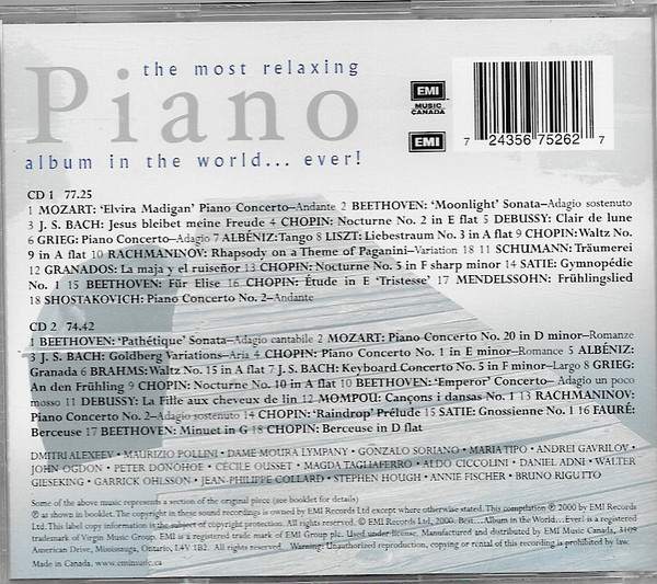 Various - The Most Relaxing Piano Album In The World... Ever! (2xCD, Comp) (Mint (M)) - Image 2