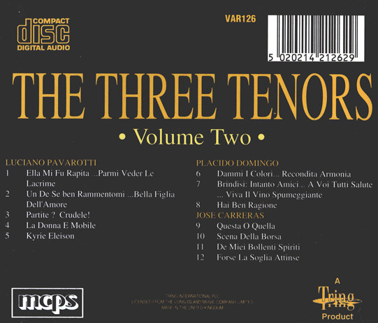 José Carreras, Luciano Pavarotti, Placido Domingo - The Three Tenors - Volume 2 (CD, Comp) (Near Mint (NM or M-)) - Image 3