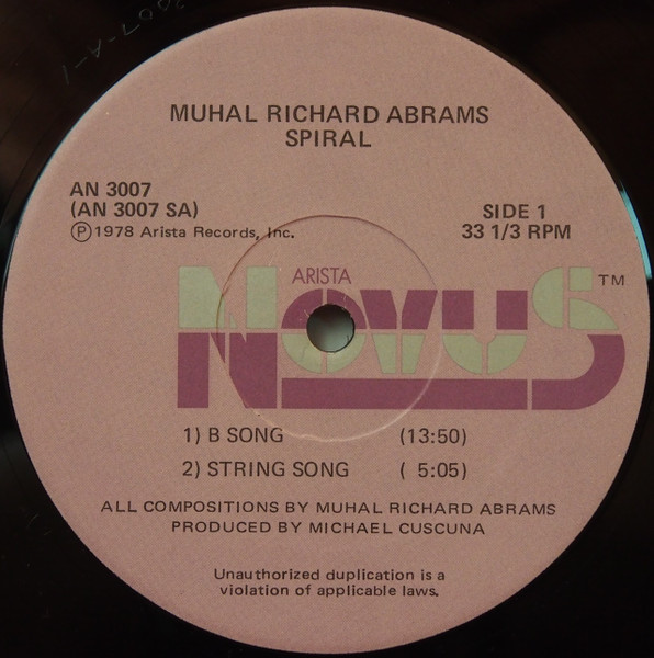 Muhal Richard Abrams - Spiral: Live At Montreux 1978 (LP, Album) (Very Good Plus (VG+)) - Image 3