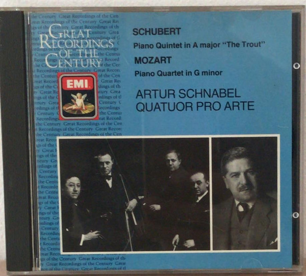 Franz Schubert, Wolfgang Amadeus Mozart, Artur Schnabel, Pro Arte Quartet - Piano Quintet In A Major (The Trout) / Piano Quartet In G Minor (CD, Comp, Mono, RM) (Near Mint (NM or M-))