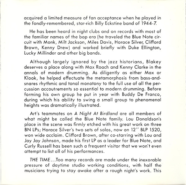 Art Blakey Quintet - A Night At Birdland • Volume 1 (CD, Album, Mono, RE) (Mint (M)) - Image 4