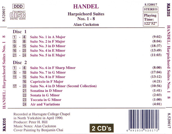 Georg Friedrich Händel - Harpsichord Suites Nos. 1 - 8 (2xCD, Comp) (Near Mint (NM or M-)) - Image 2